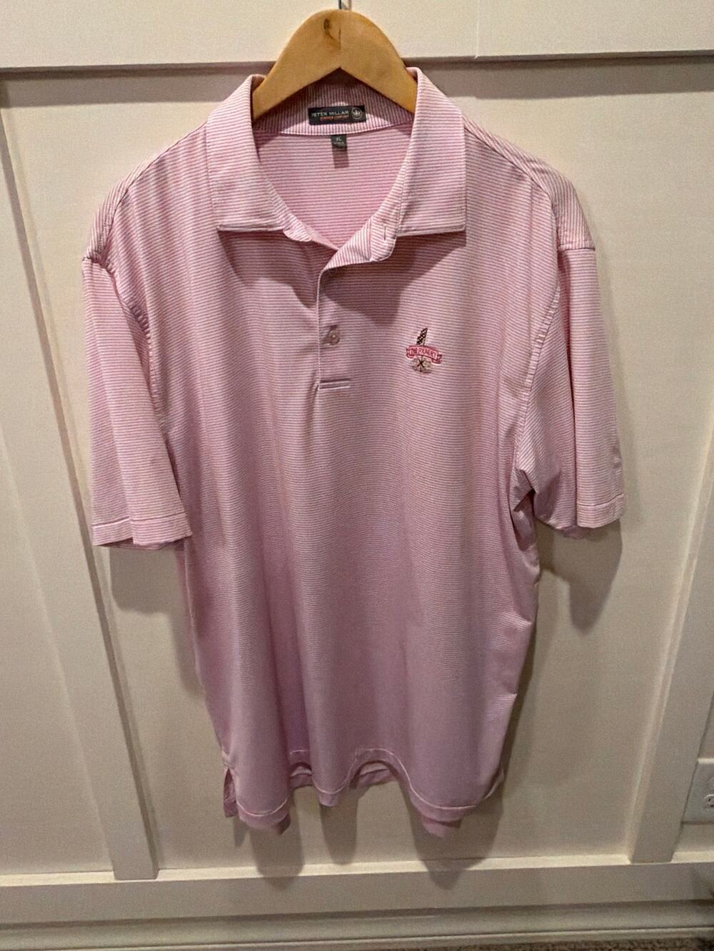Peter Millar Summer Comfort Polo XL Foundry Golf Club Virginia Pink Stripe